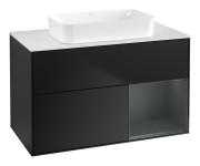 Тумба під раковину Villeroy & Boch Finion 100х50,1 см із підсвічуванням МДФ чорний матовий лак/скло біле матове G661HGPD