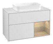 Тумба під раковину Villeroy & Boch Finion 100х50,1 см із підсвічуванням МДФ білий матовий лак/скло біле матове G661PCMT