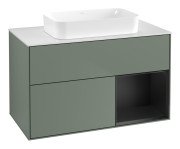 Тумба під раковину Villeroy & Boch Finion 100х50,1 см із підсвічуванням МДФ оливковий матовий лак/скло біле матове G661PDGM