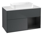 Тумба под раковину Villeroy & Boch Finion 100х50,1 см с подсветкой МДФ темно-синий матовый лак/стекло белое матовое G661PDHG