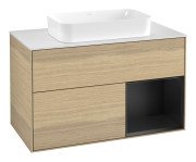 Тумба под раковину Villeroy & Boch Finion 100х50,1 см с подсветкой МДФ шпон дуба/стекло белое матовое G661PDPC