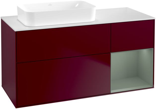 Тумба під раковину Villeroy & Boch Finion 120х50,1 см з підсвічуванням МДФ півонія матовий лак/скло біле матове F691GMHB