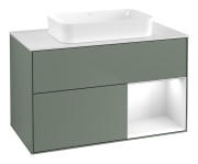 Тумба под раковину Villeroy & Boch Finion 100х50,1 см с подсветкой МДФ оливковый матовый лак/стекло белое матовое G661GFGM