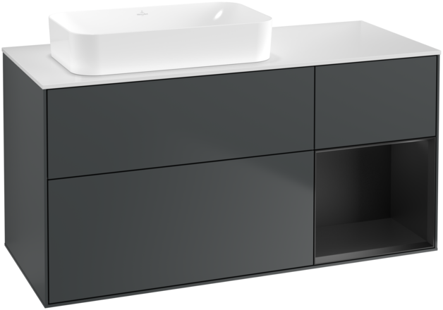 Тумба под раковину Villeroy & Boch Finion 120х50,1 см с подсветкой МДФ темно-синий матовый лак/стекло белое матовое F691PDHG