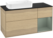 Тумба под раковину Villeroy & Boch Finion 120х50,1 см с подсветкой МДФ шпон дуба/стекло черное матовое F692GMPC