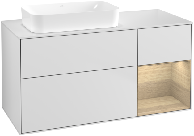 Тумба під раковину Villeroy & Boch Finion 120х50,1 см із підсвічуванням МДФ білий матовий лак/скло біле матове F691PCMT