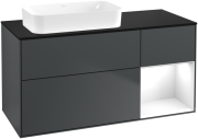 Тумба под раковину Villeroy & Boch Finion 120х50,1 см с подсветкой МДФ темно-синий матовый лак/стекло черное матовое F692GFHG