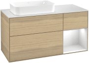 Тумба под раковину Villeroy & Boch Finion 120х50,1 см с подсветкой МДФ шпон дуба/стекло белое матовое F691MTPC