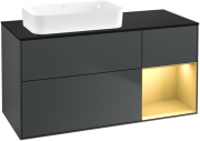 Тумба під раковину Villeroy & Boch Finion 120х50,1 см із підсвічуванням МДФ темно-синій матовий лак/скло чорне матове F692HFHG