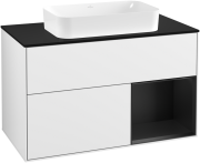 Тумба під раковину Villeroy & Boch Finion 100х50,1 см з підсвічуванням МДФ білий глянцевий лак/скло чорне матове G252PDGF