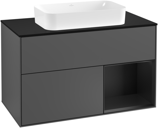 Тумба под раковину Villeroy & Boch Finion 100х50,1 см с подсветкой МДФ антрацит матовый лак/стекло черное матовое G252PDGK