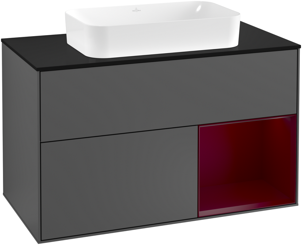 Тумба під раковину Villeroy & Boch Finion 100х50,1 см із підсвічуванням МДФ антрацит матовий лак/скло чорне матове G252HBGK