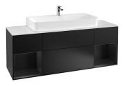 Тумба под раковину Villeroy & Boch Finion 160х50,1 см с подсветкой МДФ черный матовый лак/стекло белое матовое G211PDPD