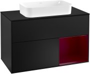 Тумба під раковину Villeroy & Boch Finion 100х50,1 см із підсвічуванням МДФ чорний матовий лак/скло чорне матове G252HBPD