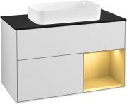Тумба під раковину Villeroy & Boch Finion 100х50,1 см із підсвічуванням МДФ білий матовий лак/скло чорне матове G252HFMT