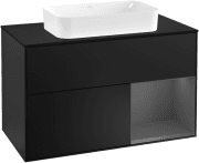 Тумба под раковину Villeroy & Boch Finion 100х50,1 см с подсветкой МДФ черный матовый лак/стекло черное матовое G252GKPD