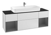 Тумба під раковину Villeroy & Boch Finion 160х50,1 см із підсвічуванням МДФ білий матовий лак/скло чорне матове G212GKMT