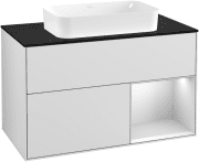 Тумба под раковину Villeroy & Boch Finion 100х50,1 см с подсветкой МДФ белый матовый лак/стекло черное матовое G252MTMT