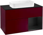 Тумба під раковину Villeroy & Boch Finion 100х50,1 см з підсвічуванням МДФ півонія матовий лак/скло чорне матове G252PDHB