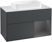 Тумба під раковину Villeroy & Boch Finion 100х50,1 см із підсвічуванням МДФ темно-синій матовий лак/скло біле матове G251GKHG