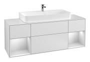 Тумба під раковину Villeroy & Boch Finion 160х50,1 см із підсвічуванням МДФ білий матовий лак/скло біле матове G211MTMT