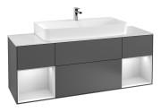 Тумба під раковину Villeroy & Boch Finion 160х50,1 см із підсвічуванням МДФ антрацит матовий лак/скло біле матове G211MTGK