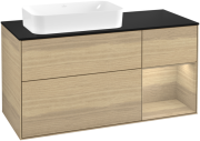 Тумба под раковину Villeroy & Boch Finion 120х50,1 см с подсветкой МДФ шпон дуба/стекло черное матовое F692PCPC