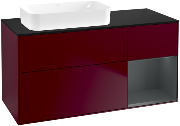 Тумба под раковину Villeroy & Boch Finion 120х50,1 см с подсветкой МДФ пион матовый лак/стекло черное матовое F692HGHB