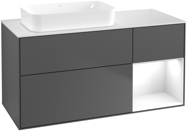 Тумба под раковину Villeroy & Boch Finion 120х50,1 см с подсветкой МДФ антрацит матовый лак/стекло белое матовое G691GFGK
