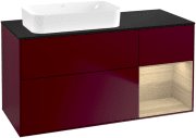 Тумба під раковину Villeroy & Boch Finion 120х50,1 см з підсвічуванням МДФ півонія матовий лак/скло чорне матове F692PCHB
