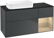 Тумба під раковину Villeroy & Boch Finion 120х50,1 см із підсвічуванням МДФ темно-синій матовий лак/скло чорне матове F692PCHG