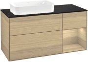 Тумба під раковину Villeroy & Boch Finion 120х50,1 см із підсвічуванням МДФ шпон дуба/скло чорне матове F692PCPC