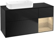 Тумба под раковину Villeroy & Boch Finion 120х50,1 см с подсветкой МДФ черный матовый лак/стекло черное матовое F692PCPD