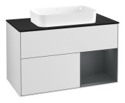 Тумба под раковину Villeroy & Boch Finion 100х50,1 см с подсветкой МДФ белый матовый лак/стекло черное матовое G662HGMT