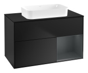 Тумба под раковину Villeroy & Boch Finion 100х50,1 см с подсветкой МДФ черный матовый лак/стекло черное матовое G662HGPD