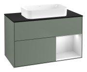 Тумба под раковину Villeroy & Boch Finion 100х50,1 см с подсветкой МДФ оливковый матовый лак/стекло черное матовое G662MTGM