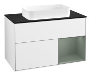 	Тумба под раковину Villeroy & Boch Finion 100х50,1 см с подсветкой МДФ глянцевый белый лак/стекло черное матовое G662GMGF