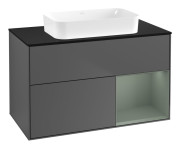 Тумба под раковину Villeroy & Boch Finion 100х50,1 см с подсветкой МДФ антрацит матовый лак/стекло черное матовое G662GMGK