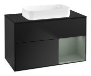 Тумба под раковину Villeroy & Boch Finion 100х50,1 см с подсветкой МДФ черный матовый лак/стекло черное матовое G662GMPD