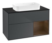 Тумба під раковину Villeroy & Boch Finion 100х50,1 см із підсвічуванням МДФ темно-синій матовий лак/скло чорне матове G662GNHG