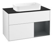 Тумба под раковину Villeroy & Boch Finion 100х50,1 см с подсветкой МДФ глянцевый белый лак/стекло черное матовое G662HGGF