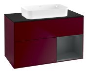 Тумба під раковину Villeroy & Boch Finion 100х50,1 см з підсвічуванням МДФ півонія матовий лак/скло чорне матове G662HGHB