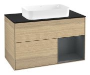 Тумба под раковину Villeroy & Boch Finion 100х50,1 см с подсветкой МДФ шпон дуба/стекло черное матовое G662HGPC