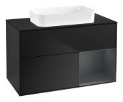 Тумба під раковину Villeroy & Boch Finion 100х50,1 см із підсвічуванням МДФ чорний матовий лак/скло чорне матове G662HGPD