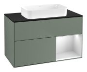 Тумба под раковину Villeroy & Boch Finion 100х50,1 см с подсветкой МДФ оливковый матовый лак/стекло черное матовое G662MTGM