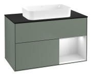Тумба под раковину Villeroy & Boch Finion 100х50,1 см с подсветкой МДФ оливковый матовый лак/стекло черное матовое G662MTGM