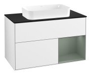 	Тумба под раковину Villeroy & Boch Finion 100х50,1 см с подсветкой МДФ глянцевый белый лак/стекло черное матовое G662GMGF