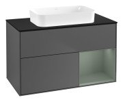 Тумба під раковину Villeroy & Boch Finion 100х50,1 см з підсвічуванням МДФ антрацит матовий лак/скло чорне матове G662GMGK