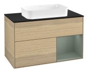 Тумба під раковину Villeroy & Boch Finion 100х50,1 см із підсвічуванням МДФ шпон дуба/скло чорне матове G662GMPC