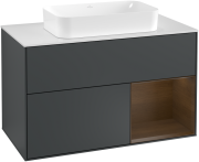 Тумба под раковину Villeroy & Boch Finion 100х50,1 см с подсветкой МДФ темно-синий матовый лак/стекло белое матовое G251GNHG